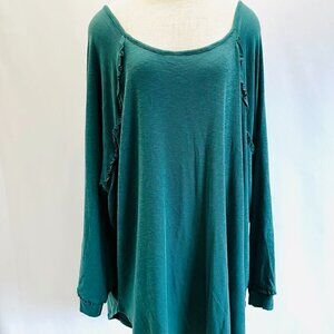 NWT LAUREN CONRAD Women Long Sleeve Pullover Scoop Neck Green Shirt Plus Size 4X